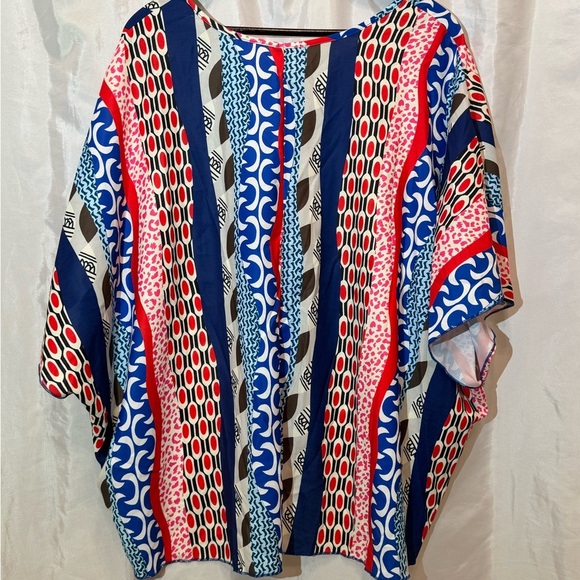 NWT Emery Rose Colorful Geometric Print High-Low Blouse 1XL - Picture 2 of 7